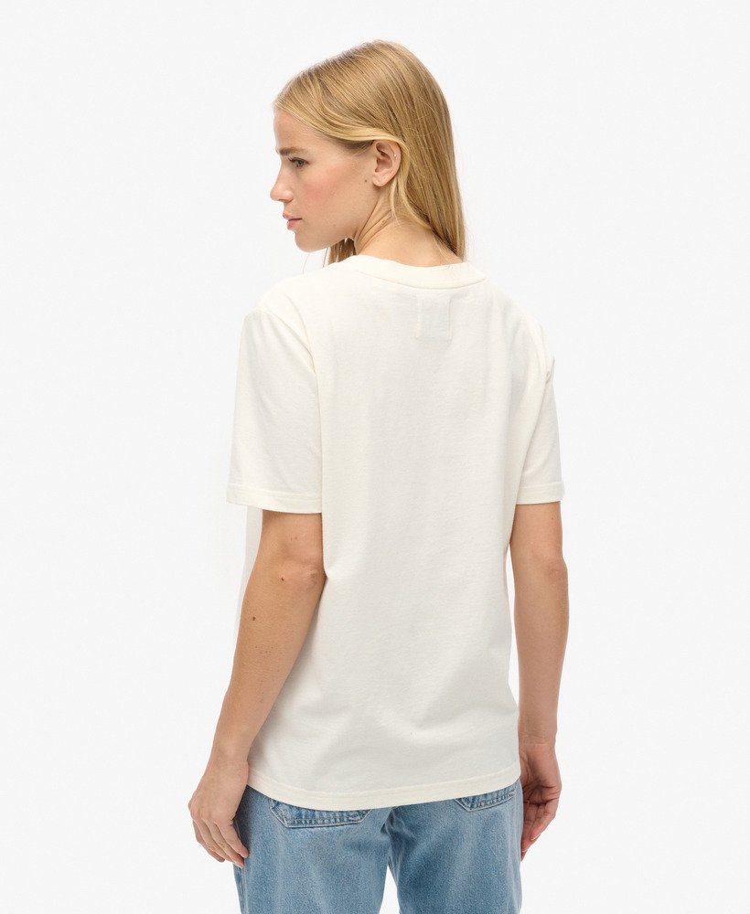relaxed t-shirt met reliëflogo in nieuw krijtwit