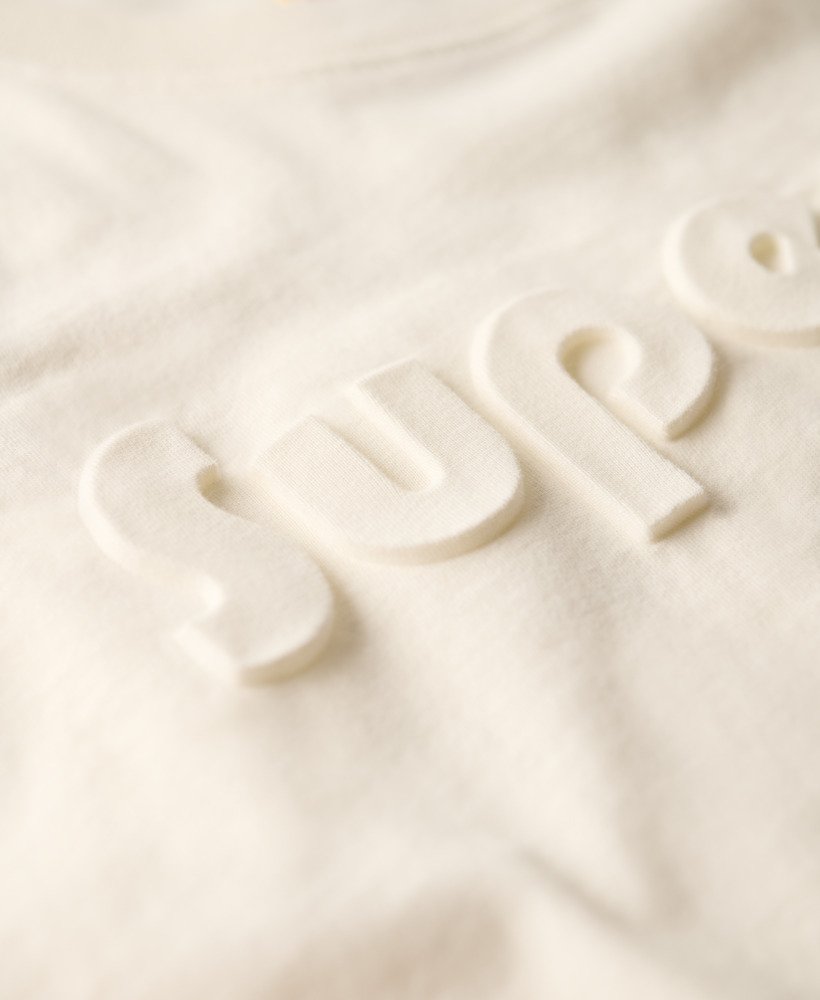relaxed t-shirt met reliëflogo in nieuw krijtwit