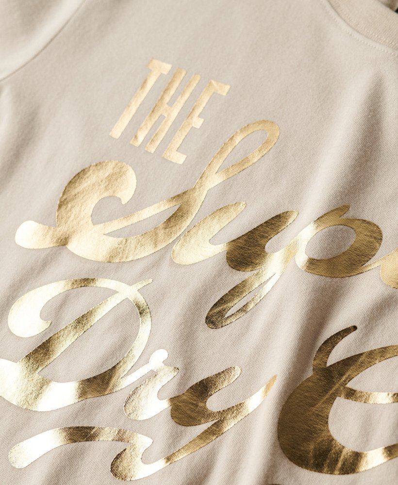 luxe metallic logo relaxed t-shirt in gebroken grijs