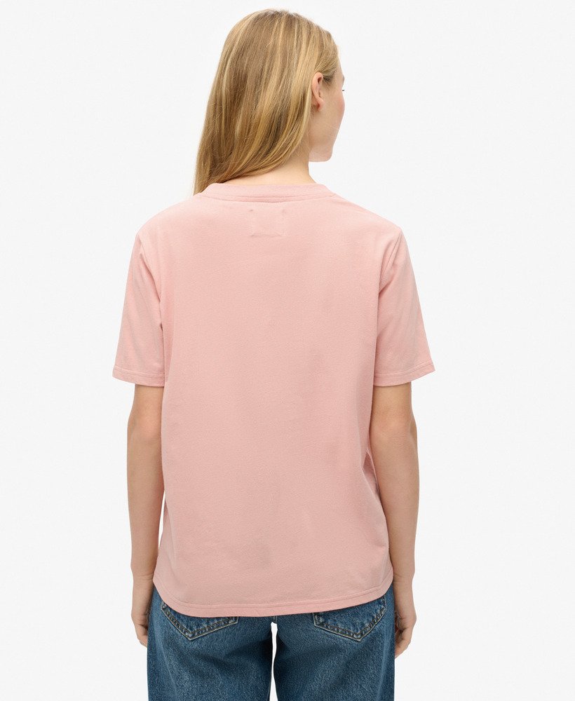 luxe metallic logo relaxed t-shirt in blushroze