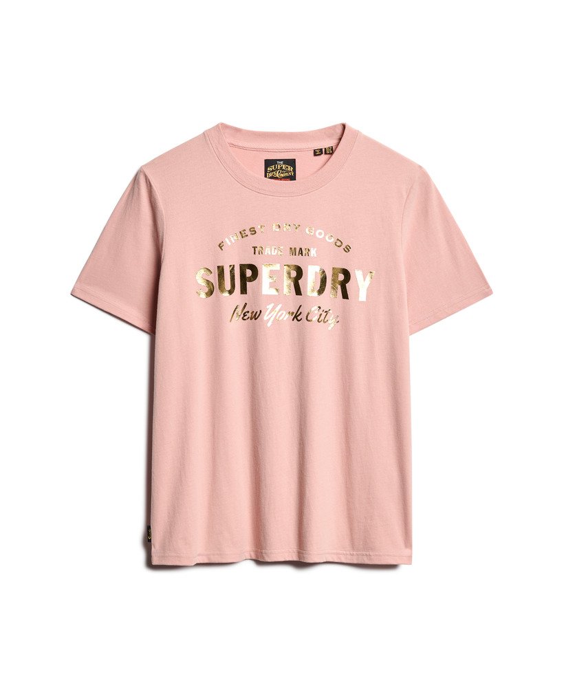 luxe metallic logo relaxed t-shirt in blushroze