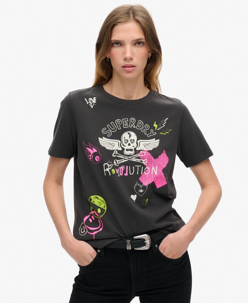 lo-fi punk poster relaxed t-shirt in bison black