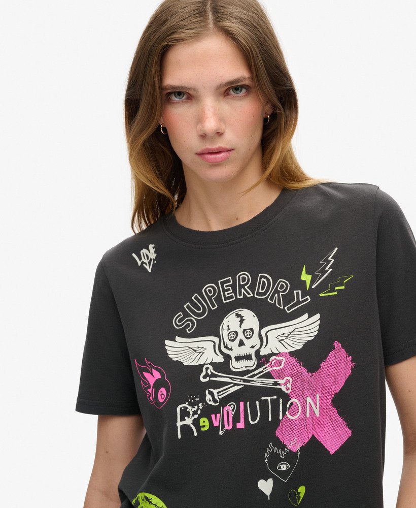 lo-fi punk poster relaxed t-shirt in bison black