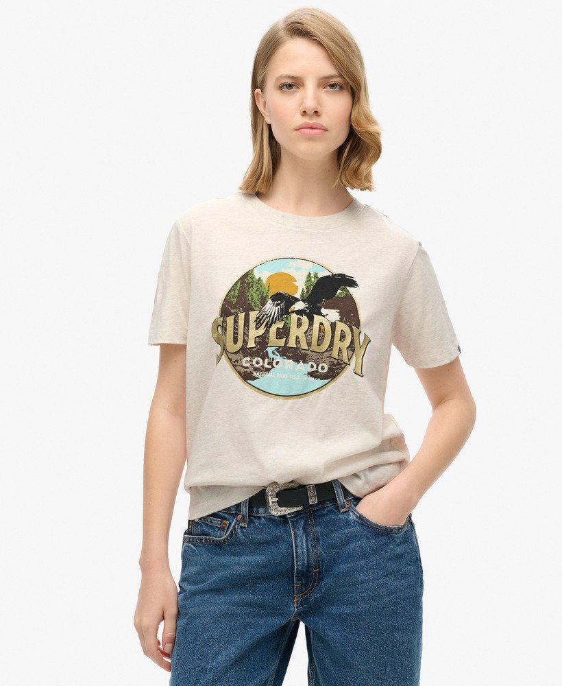 reissouvenir relaxed t-shirt in havercrème gemêleerd