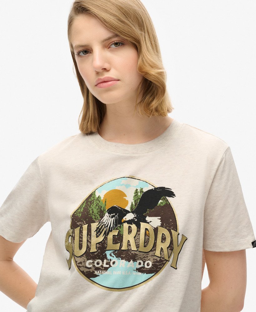 reissouvenir relaxed t-shirt in havercrème gemêleerd