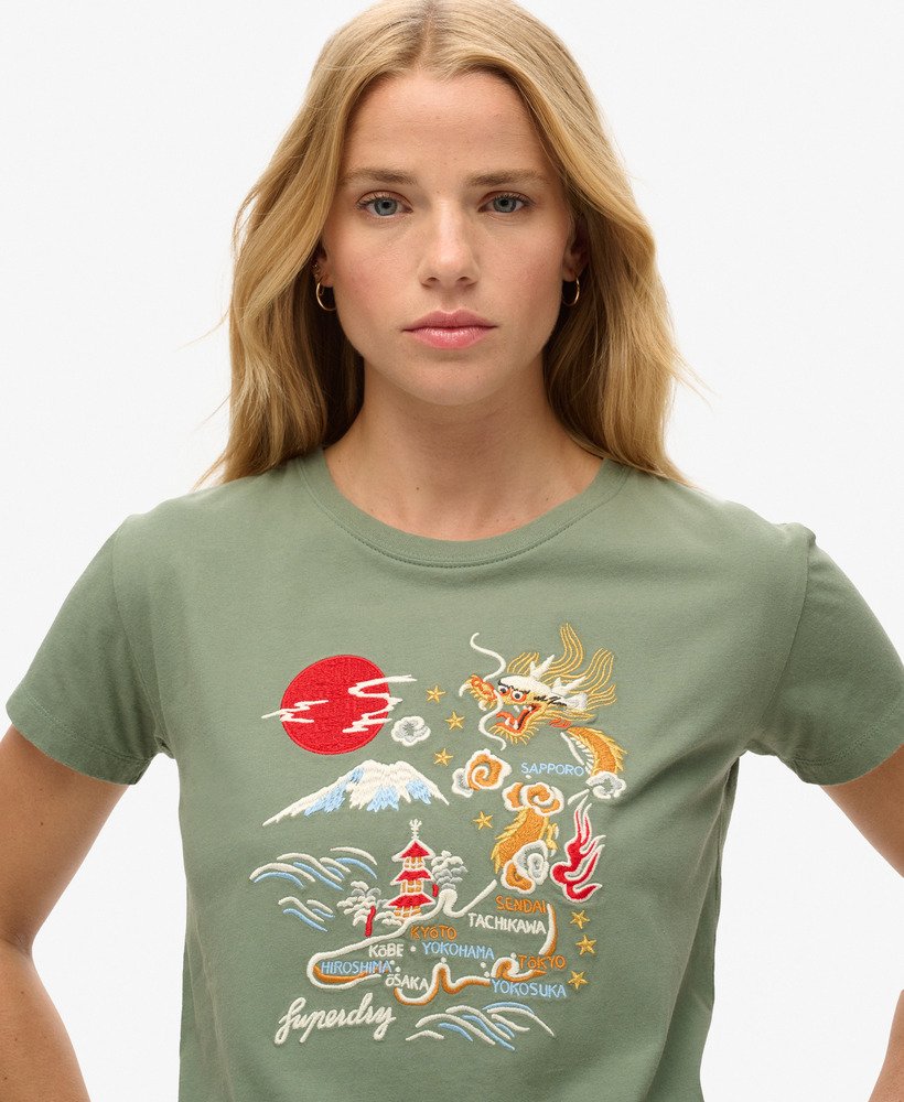 getailleerd t-shirt van suika met borduursels in laurel khaki
