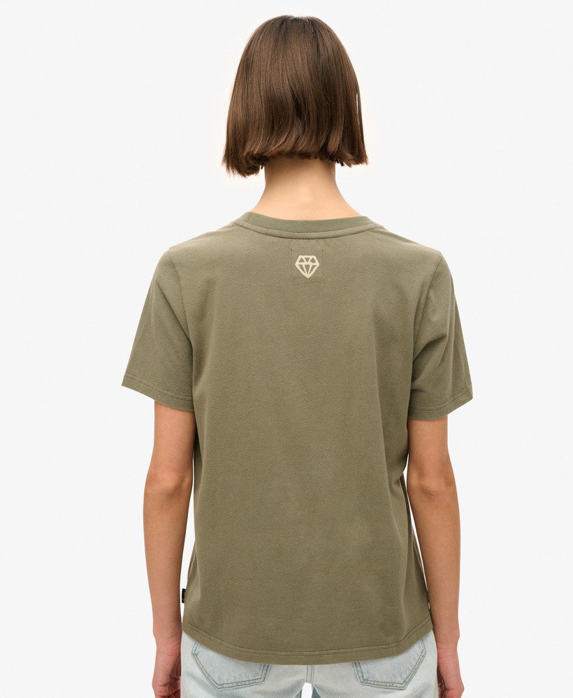 relaxed t-shirt met tattoo-opdruk in stoffig olijfgroen