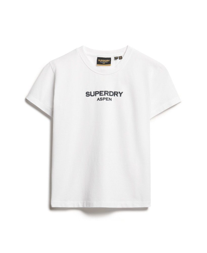 sport luxe graphic fitted t-shirt in brilliant white