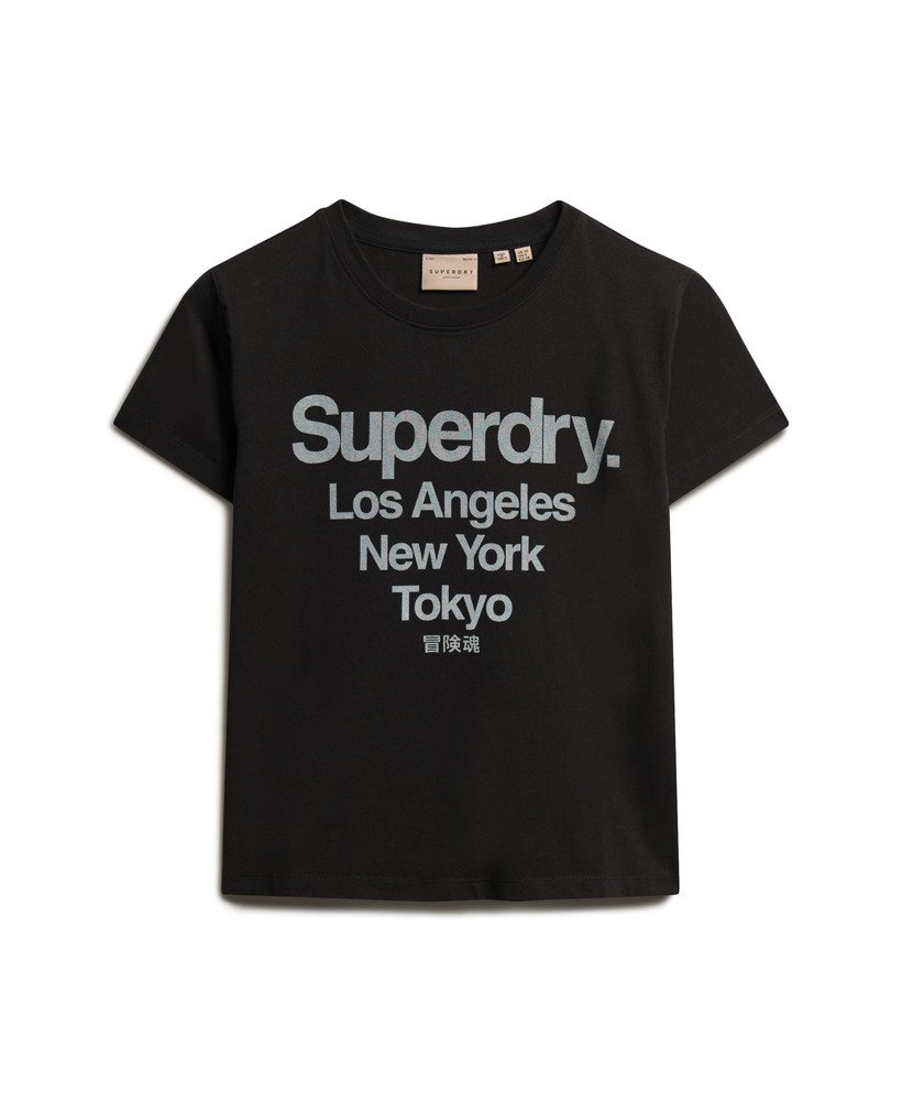core logo city fitted t-shirt in zwart