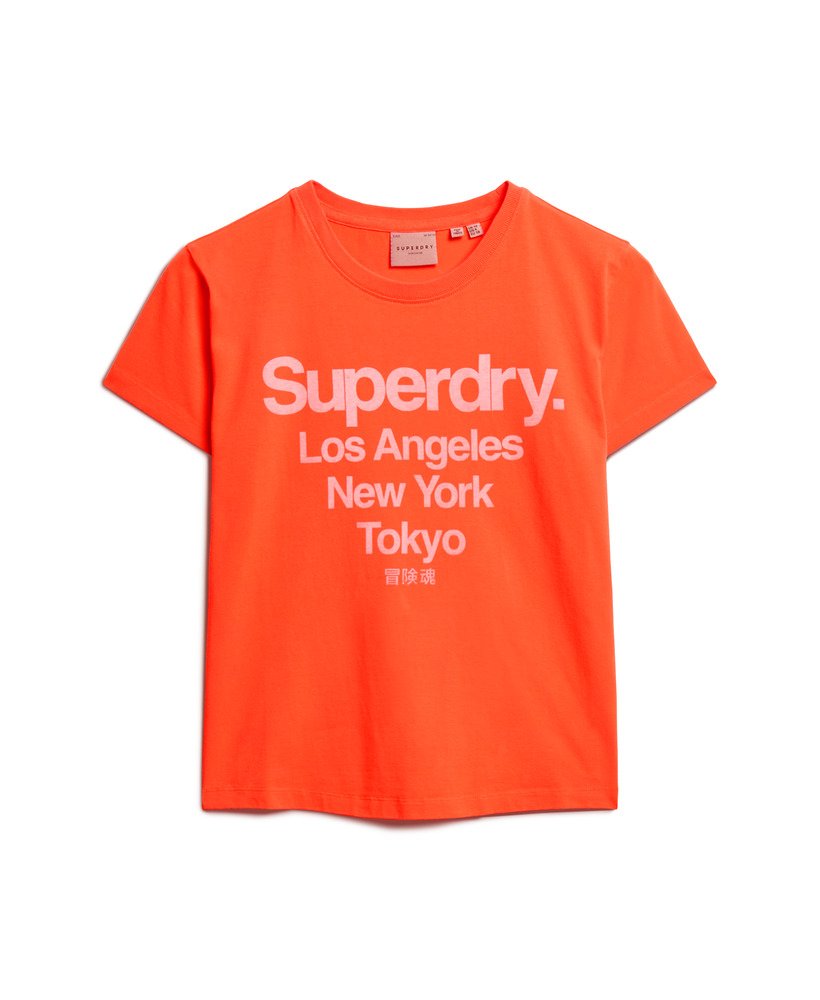 core logo city fitted t-shirt in volcanic coral