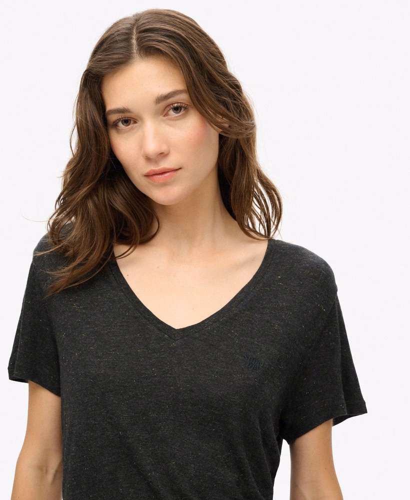 Studios Slub geborduurd T-shirt met V-hals