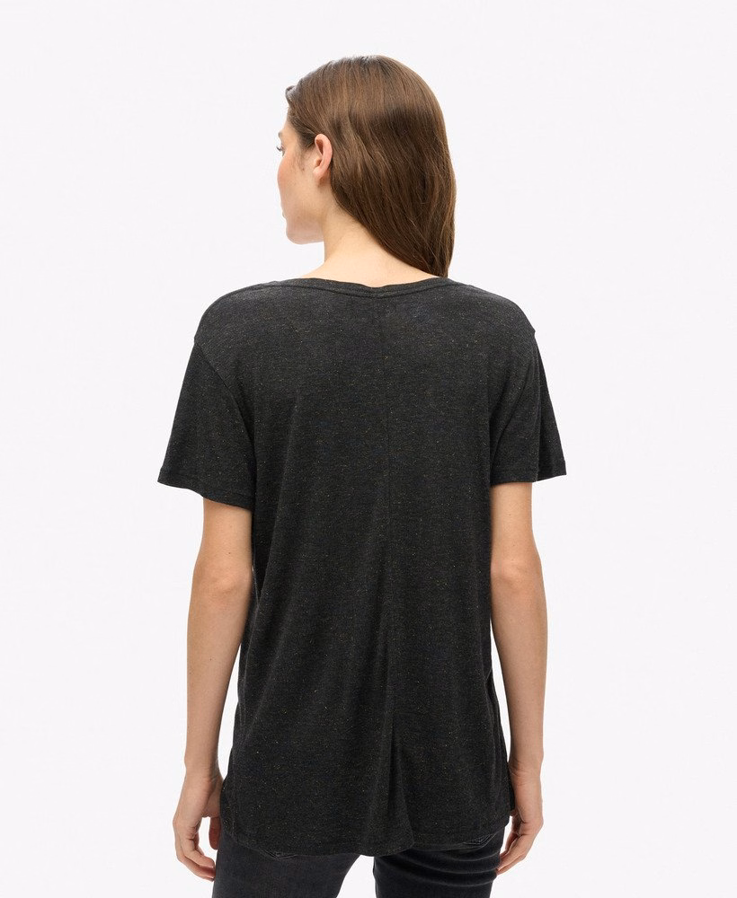 Studios Slub geborduurd T-shirt met V-hals