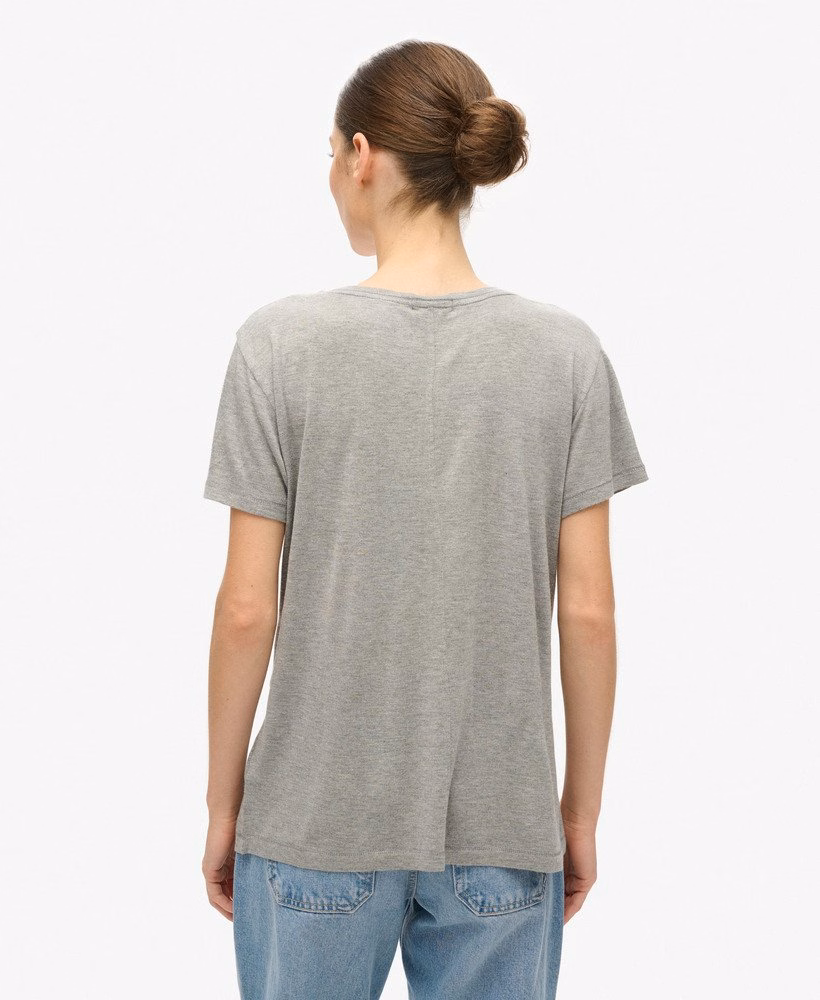 Studios Slub geborduurd T-shirt met V-hals