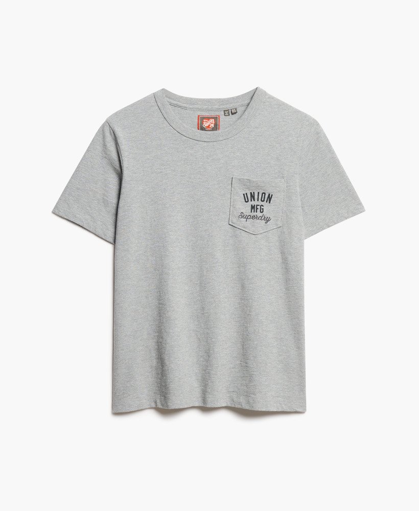 werkshirt met geborduurde zakken in grijs gemêleerd