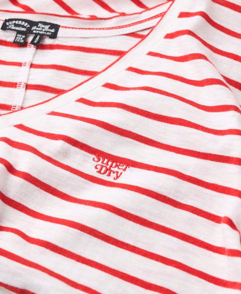 Geborduurd T-shirt met V-hals en slub-structuur
