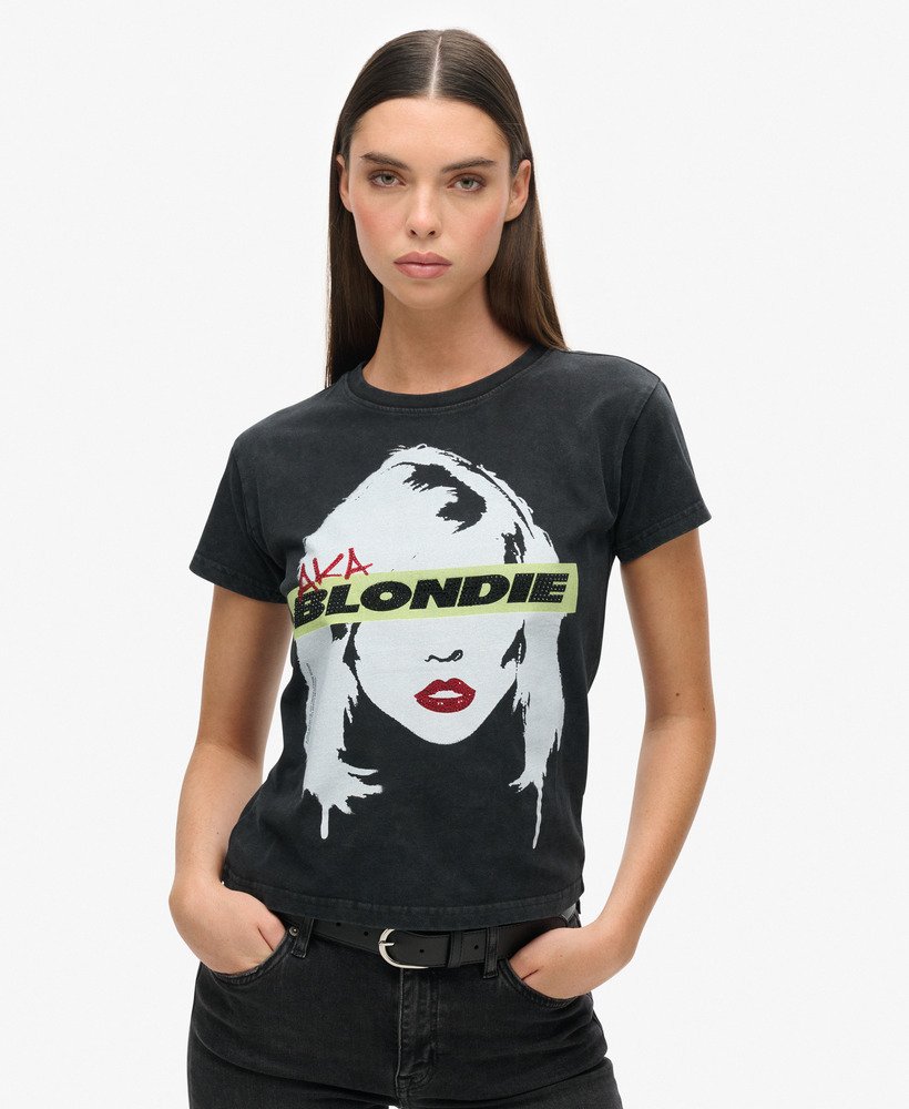 blondie x superdry aansluitend t-shirt in zwart