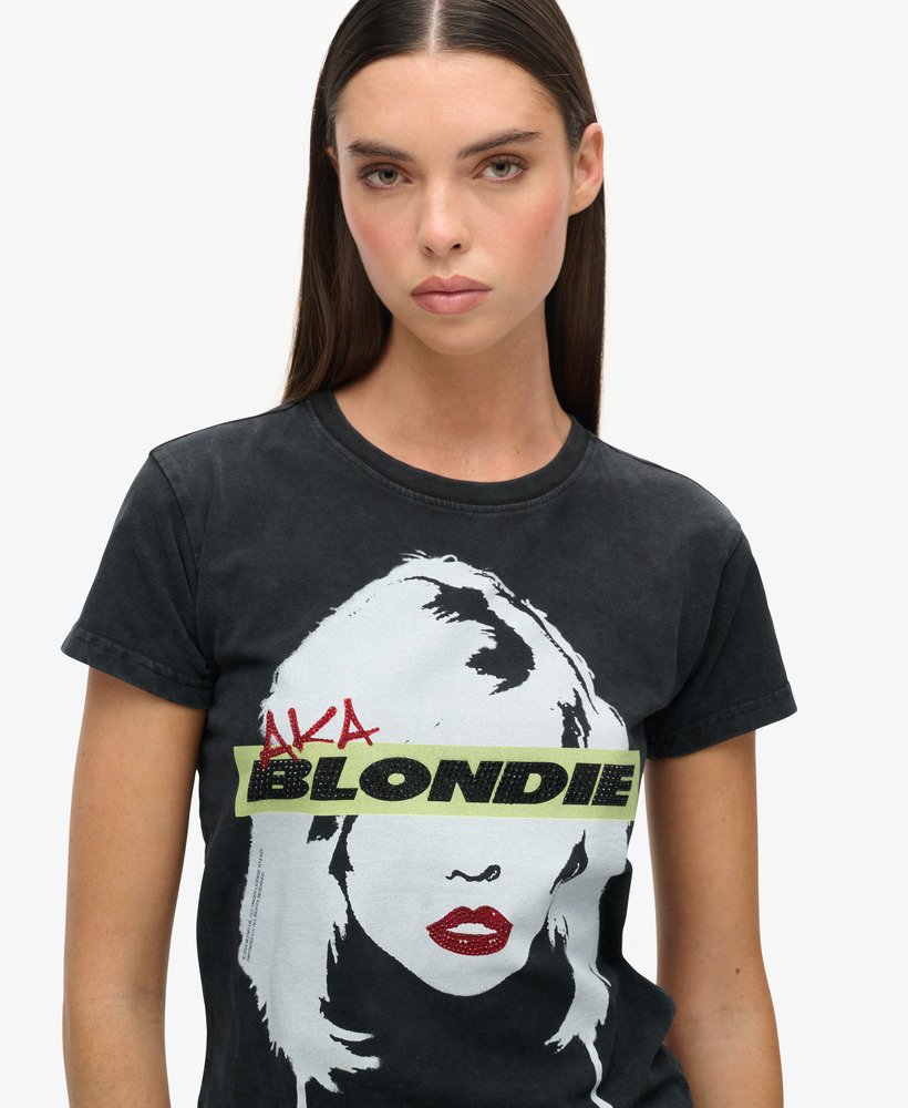 blondie x superdry aansluitend t-shirt in zwart