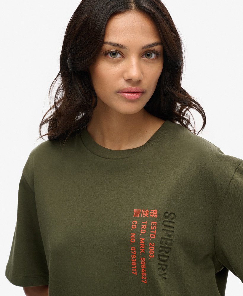 oversized utility sport logo t-shirt in legergroen kaki