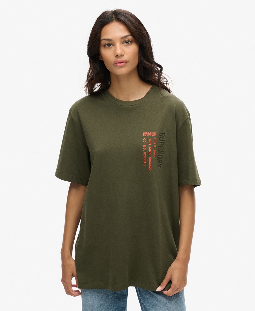 oversized utility sport logo t-shirt in legergroen kaki