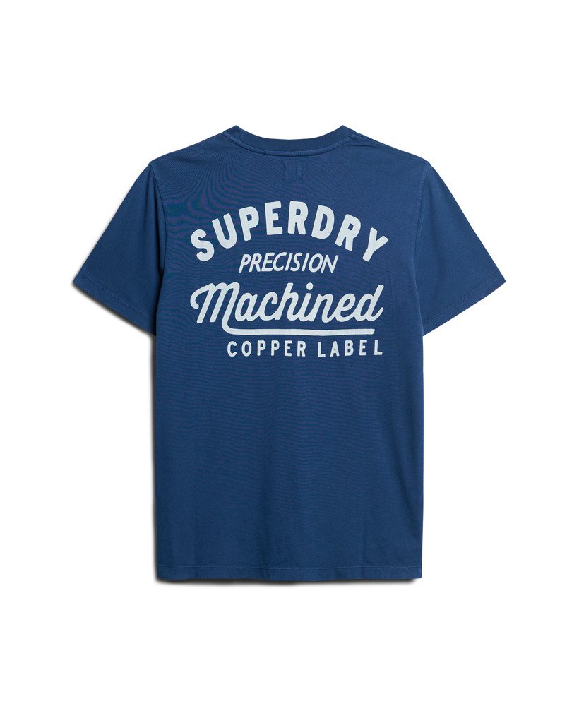 oversized copper label t-shirt met grafische print op de borst in pilot mid blue.