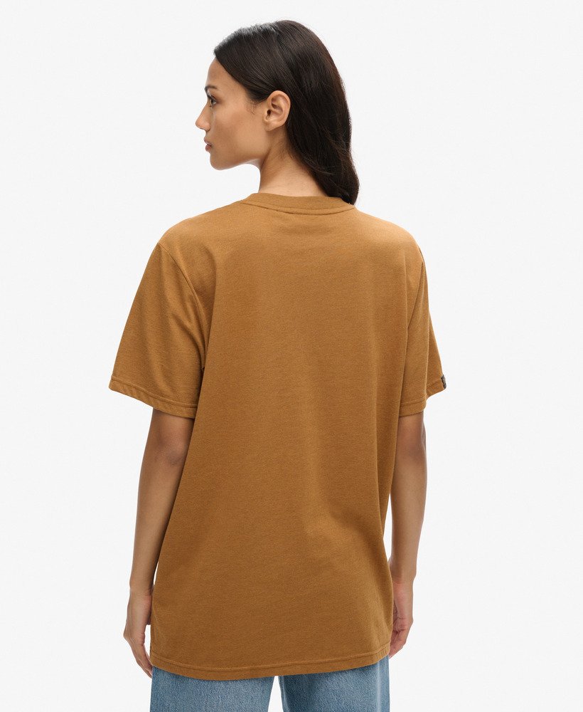 oversized machined goods werkshirt in donker tabaksbruin gemêleerd