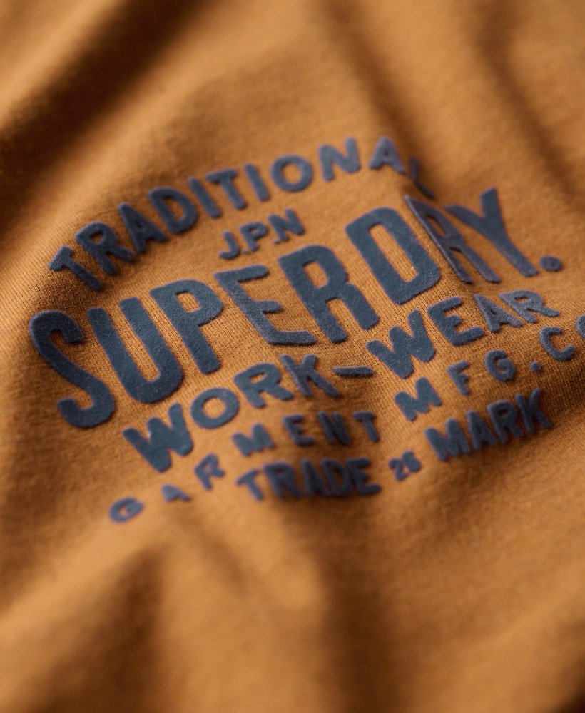 oversized machined goods werkshirt in donker tabaksbruin gemêleerd
