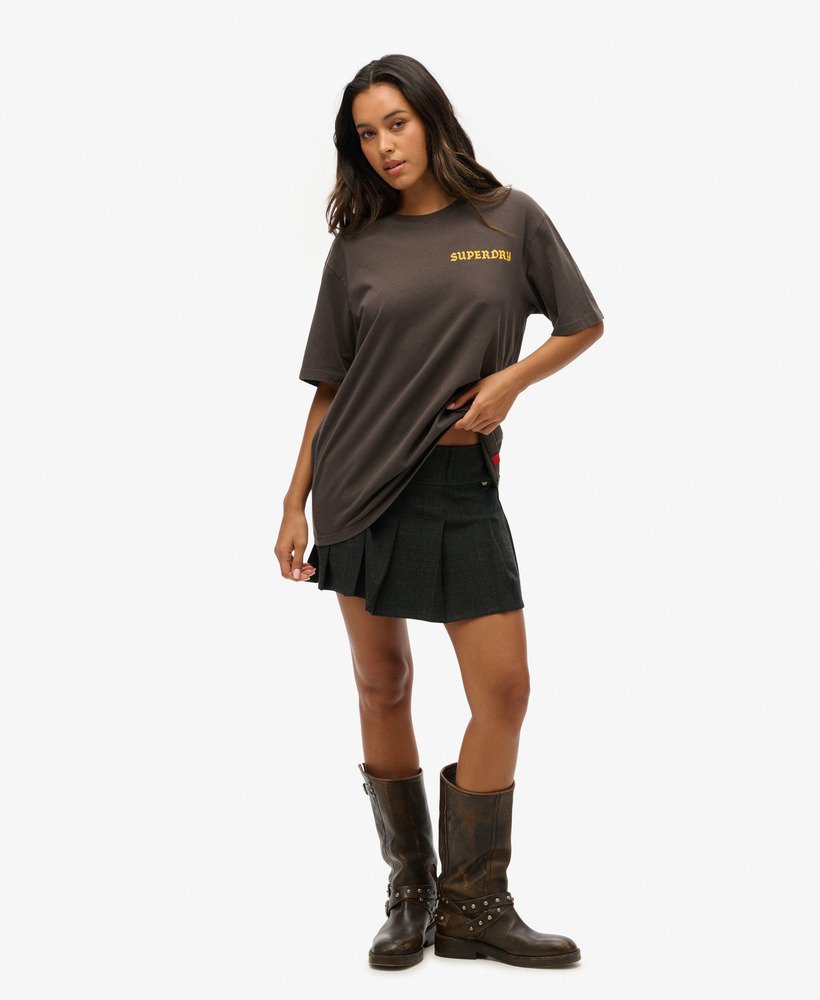oversized t-shirt met tattoo-print in vintage zwart.