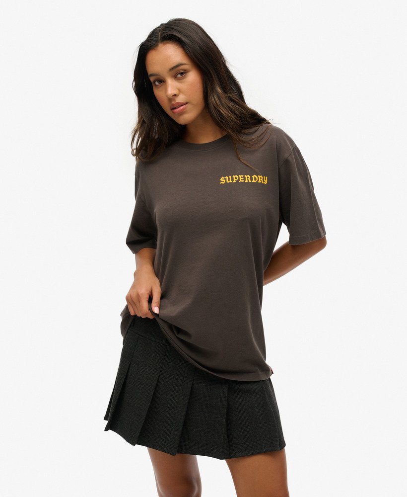 oversized t-shirt met tattoo-print in vintage zwart.