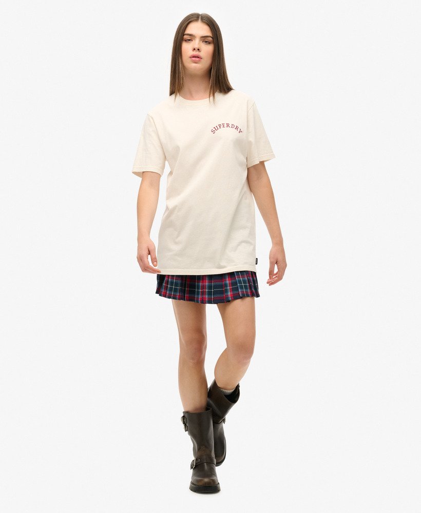 oversized t-shirt met tattoo-print in crèmekleur.