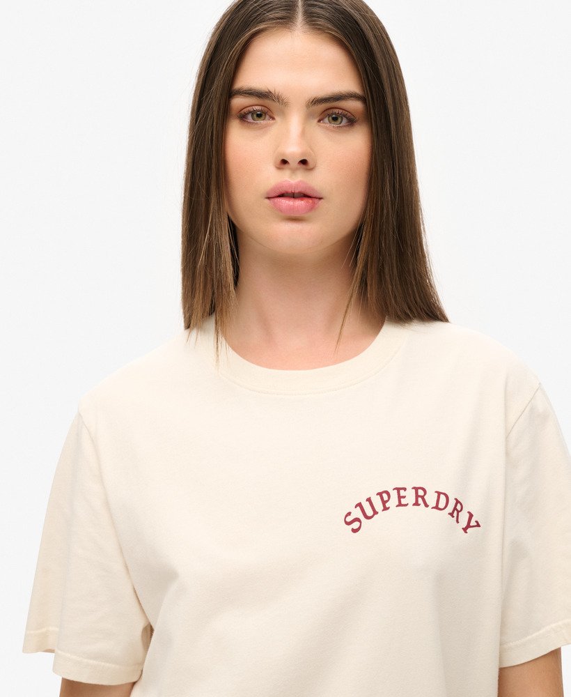 oversized t-shirt met tattoo-print in crèmekleur.