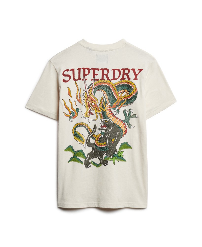 oversized t-shirt met tattoo-print in crèmekleur.