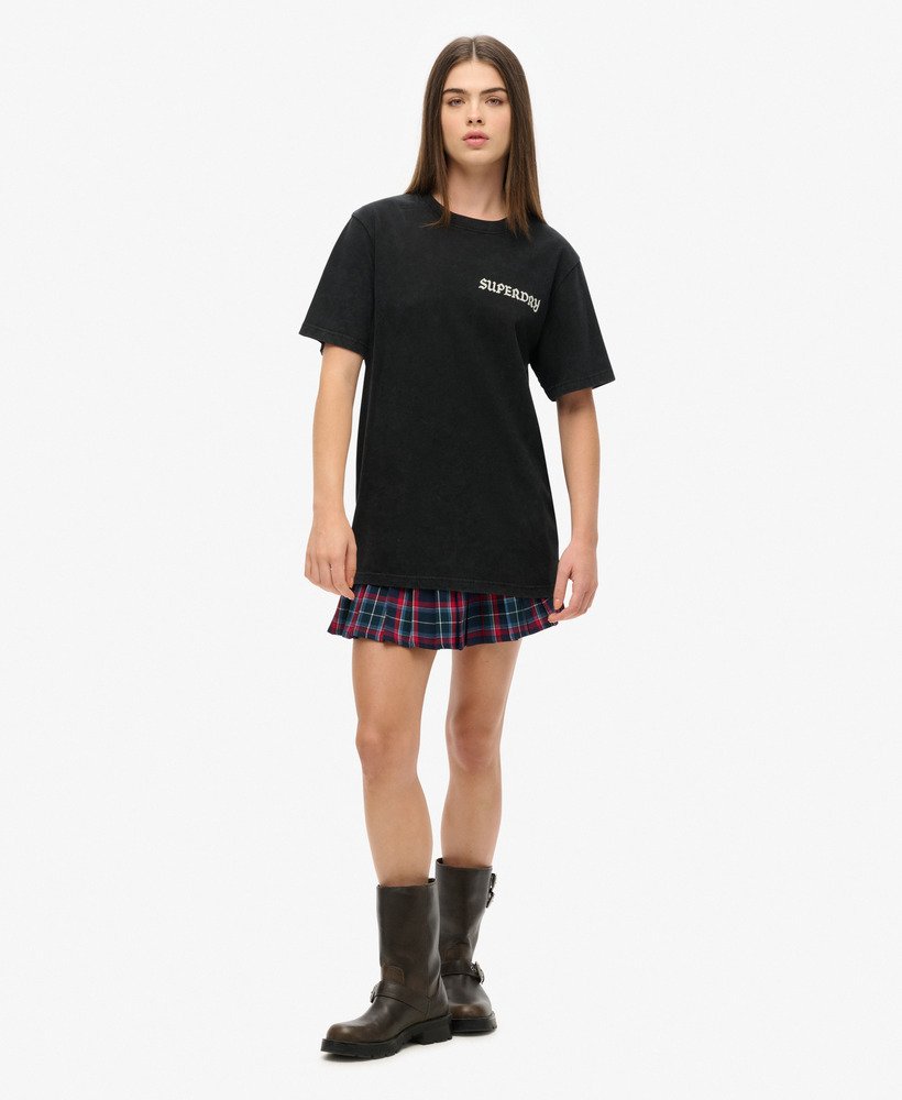 oversized t-shirt met tattoo-print in zwart
