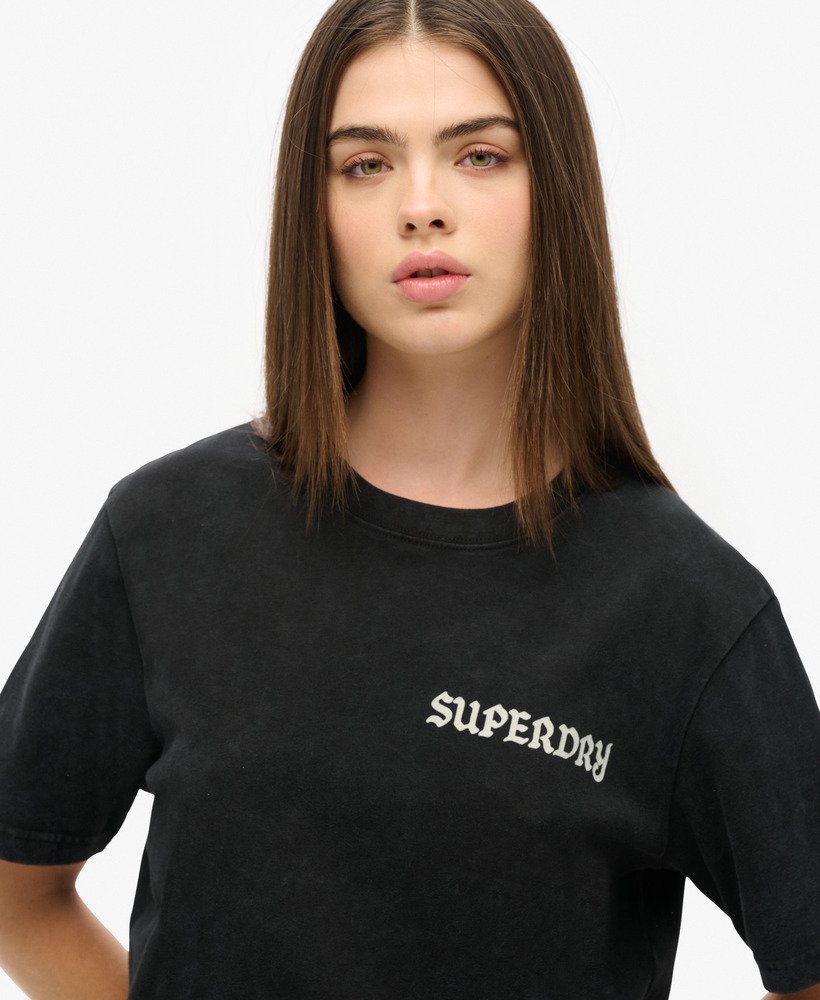 oversized t-shirt met tattoo-print in zwart