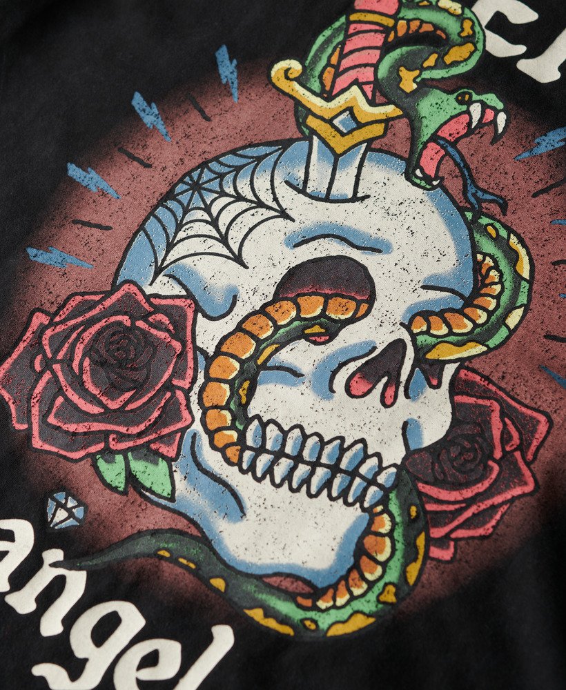 oversized t-shirt met tattoo-print in zwart