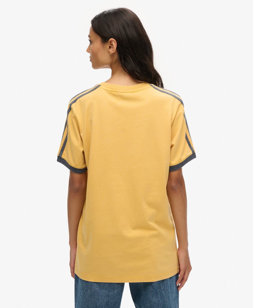 oversized essential logo retro gestreept t-shirt in wintergoud