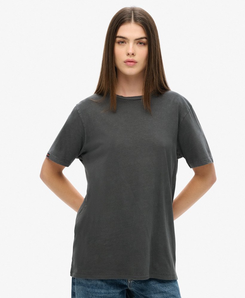 oversized klassiek basic t-shirt in gewassen gitzwart.