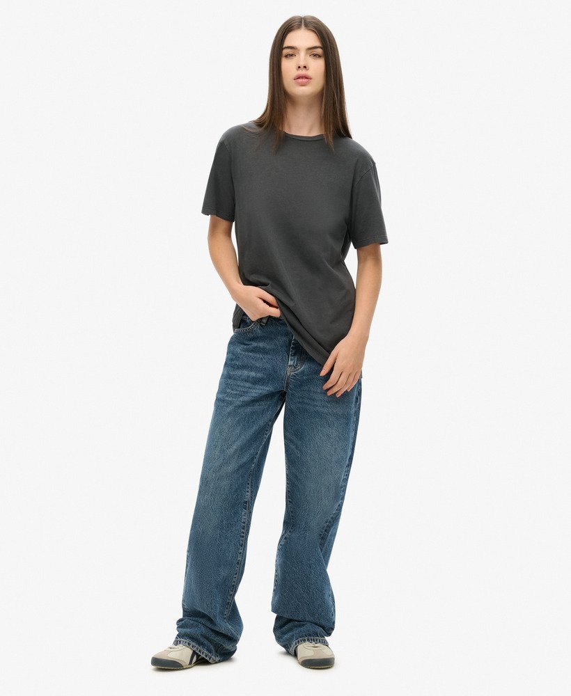 oversized klassiek basic t-shirt in gewassen gitzwart.