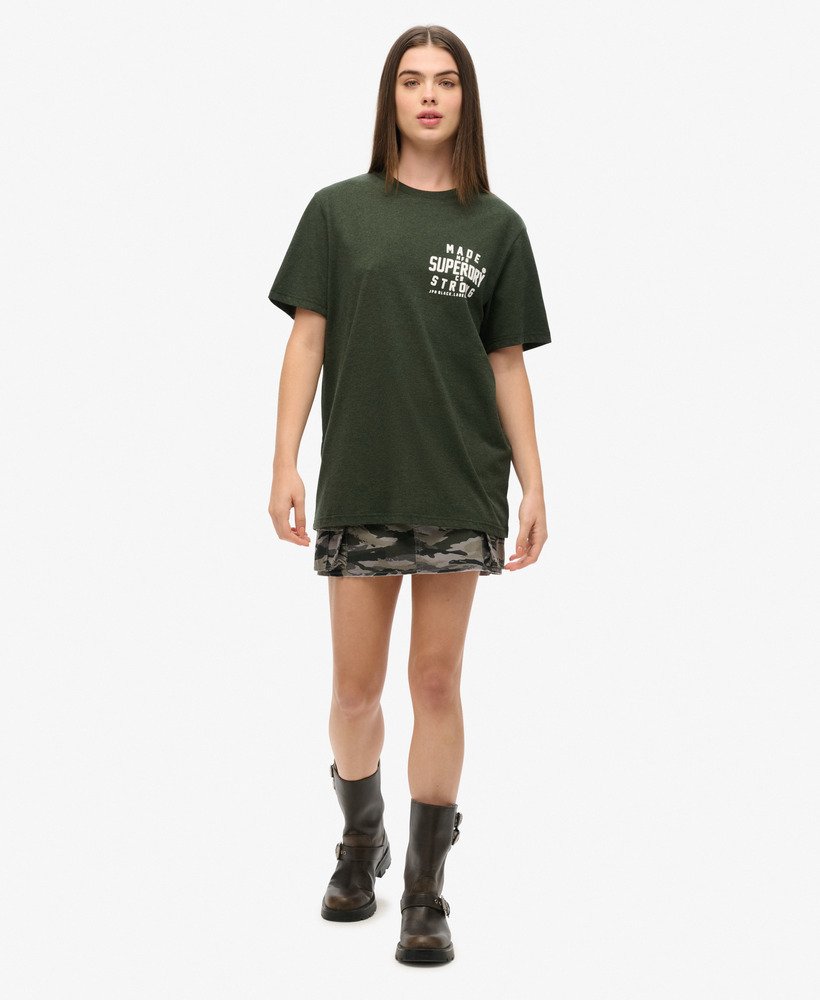 oversized machined goods werkshirt in donker olijfgroen gemêleerd