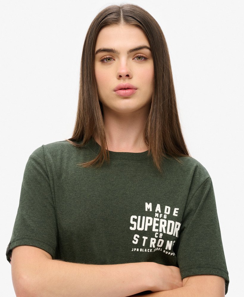 oversized machined goods werkshirt in donker olijfgroen gemêleerd