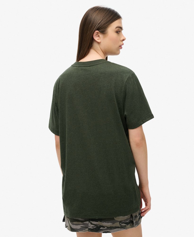 oversized machined goods werkshirt in donker olijfgroen gemêleerd