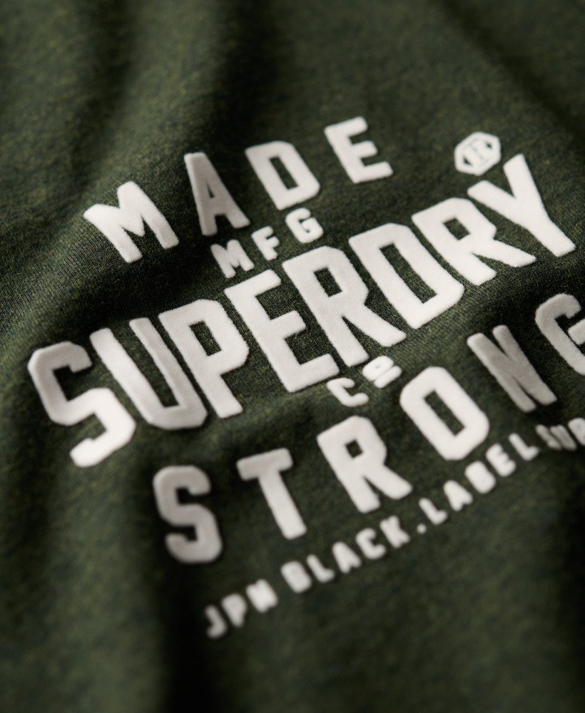 oversized machined goods werkshirt in donker olijfgroen gemêleerd