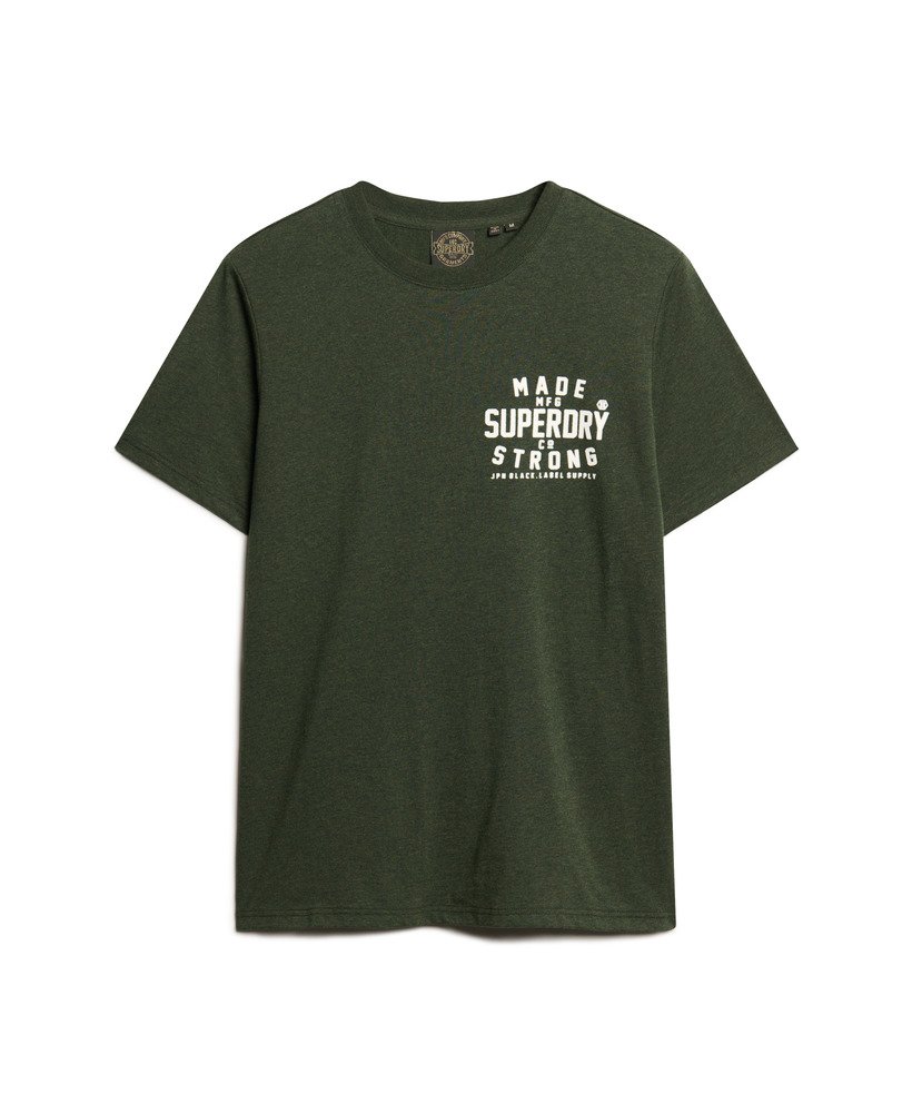 oversized machined goods werkshirt in donker olijfgroen gemêleerd