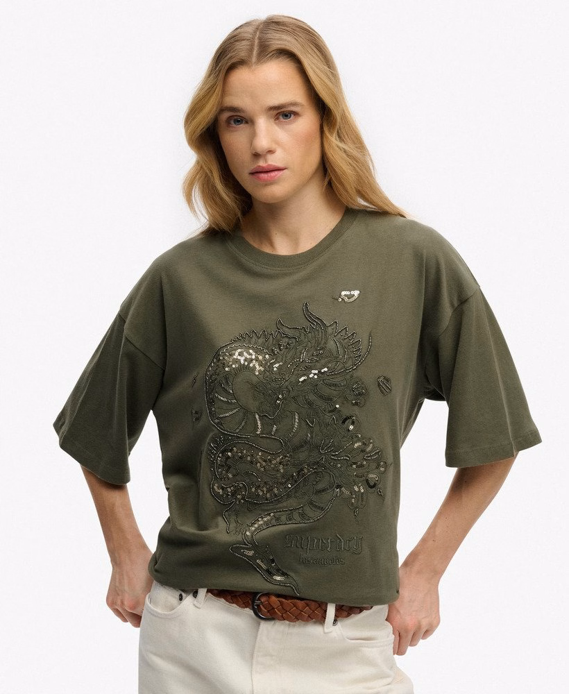 Oversized T-shirt met tattoo-versiering