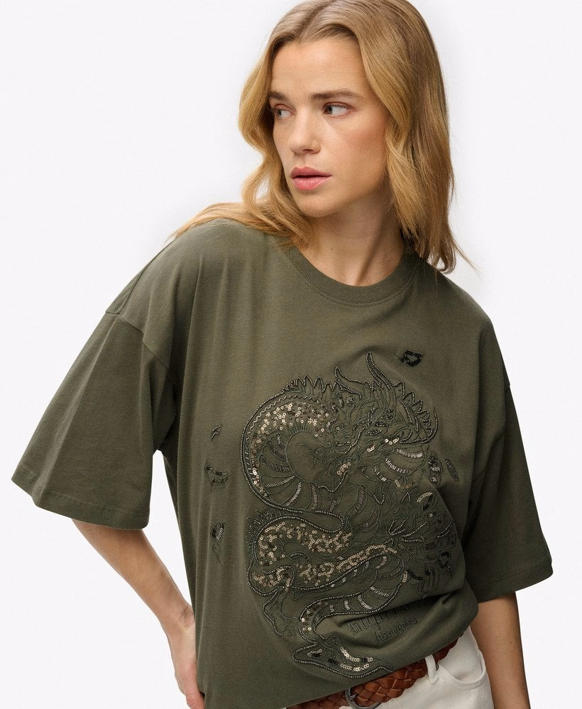 Oversized T-shirt met tattoo-versiering