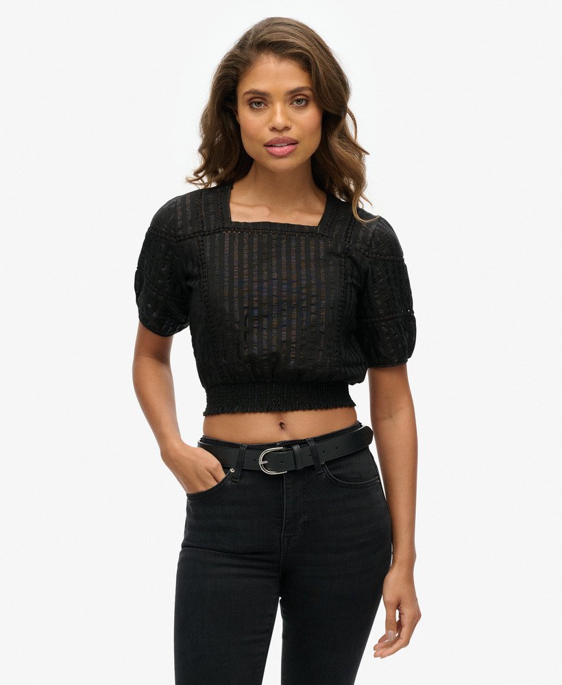 limited edition dry textured top in black metalic
