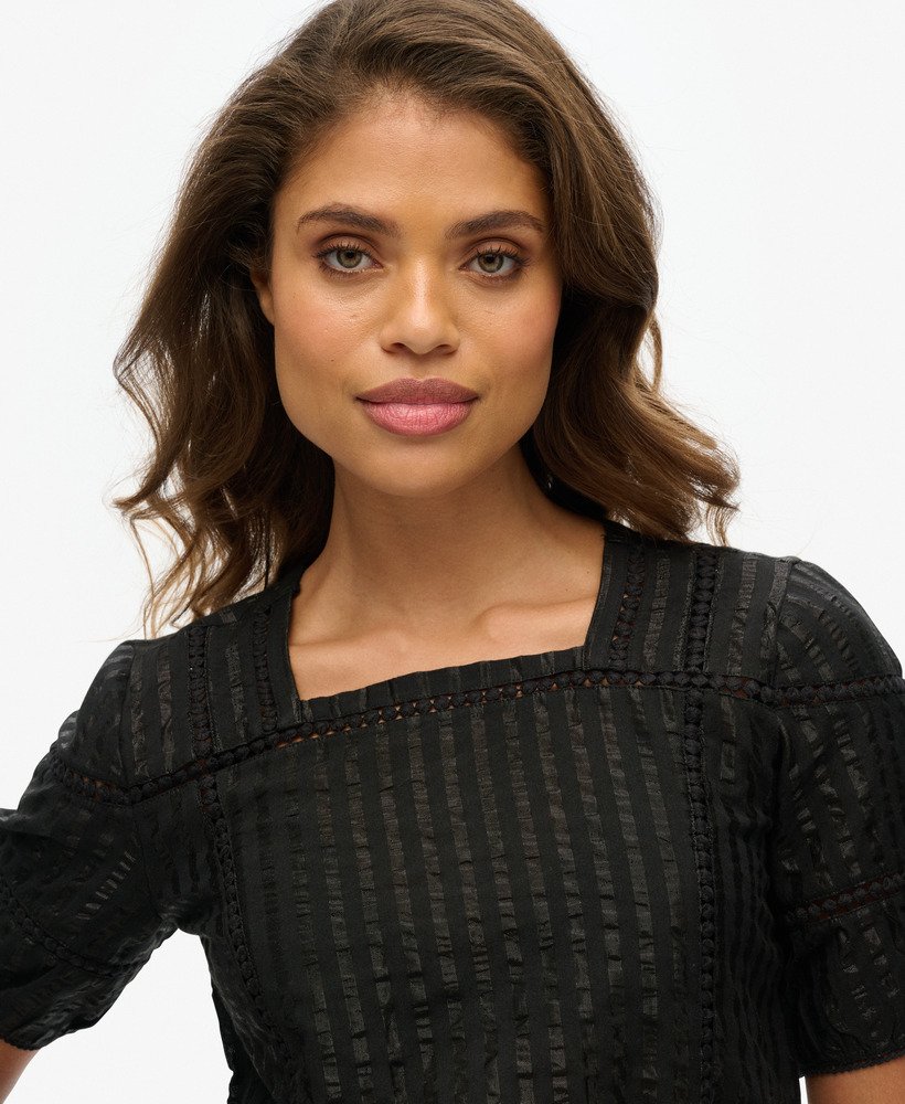 limited edition dry textured top in black metalic