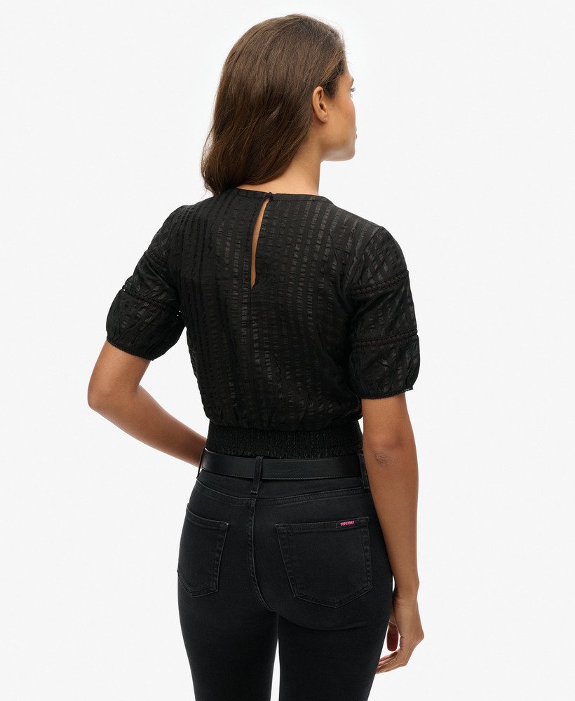 limited edition dry textured top in black metalic