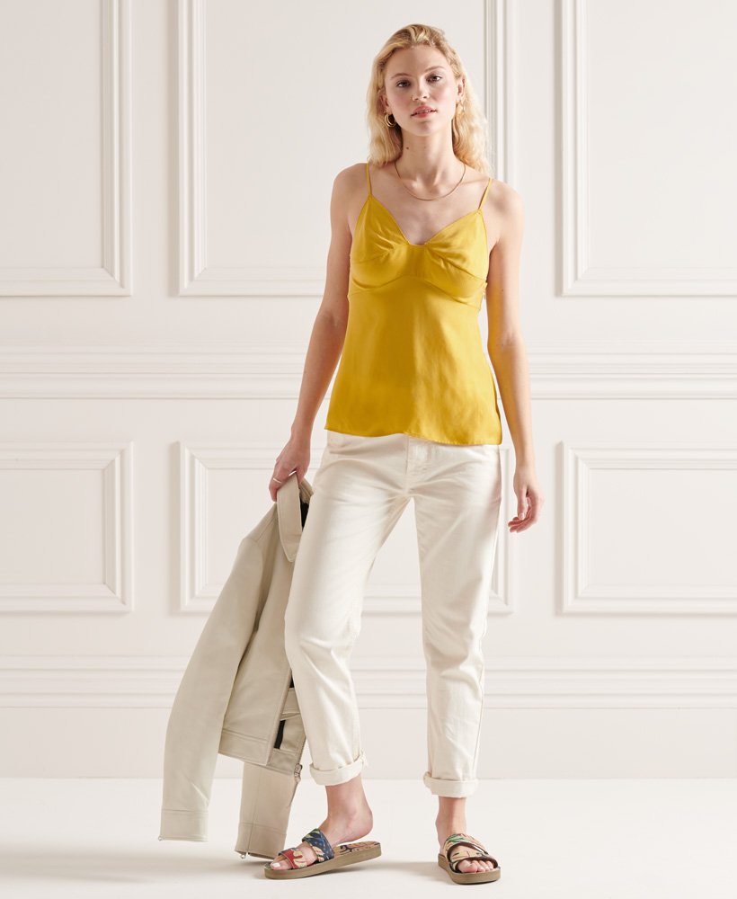 cupro cami top in zwavelgeel