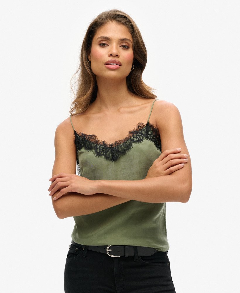 cami-top met wimperrand in thyme