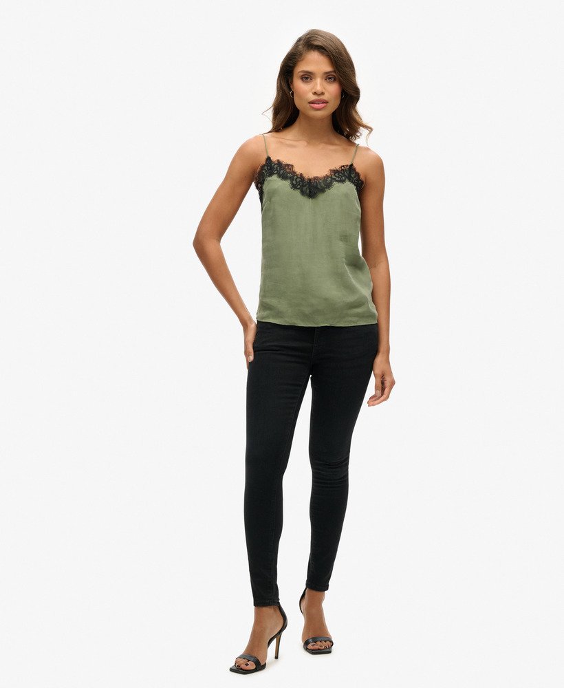 cami-top met wimperrand in thyme